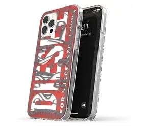 Diesel Snap Case Clear AOP červeno-šedá / Kryt / Apple iPhone 12 Pro Max / TPU