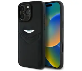Aston Martin HC Leather Victory Design černá / Zadní kryt / Kožený / Apple iPhone 16 Pro Max