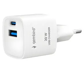 Rychlonabíječka USB 2 porty + AC zásuvka 20W bílá / Nabíječka / Rychlé nabíjení / 20W