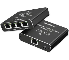 Mini switch splitter Ethernet 1x4 RJ45 / Switch / Mini / 4 porty / 10/100/1000 Mbps / USB-C napájení