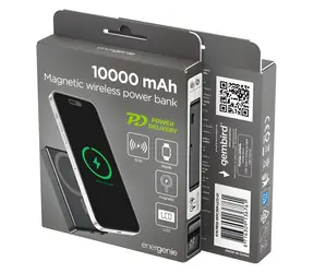 Powerbanka 10000 mAh černá / Powerbanka / Power Delivery 20 W / bezdrátové nabíjení 15 W / LCD displej