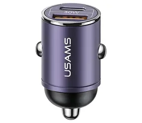 USAMS CC206C fialová / Autonabíječka / 2x USB / USB-C PD / QC / 30W