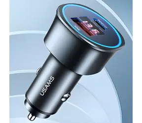 USAMS C26 černá / Autonabíječka / 1x USB + 1x USB-C / 95W / Fast Charge