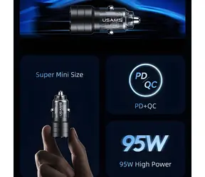 USAMS CC176 C36 černá / Autonabíječka / USB-A + USB-C / 95W / PD 65W