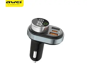 AWEI C-843 černá / FM transmitter / Bluetooth 5.0 / Handsfree / USB-A + USB-C / MP3