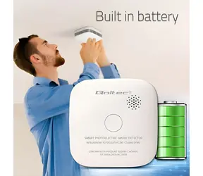 Bezdrátový detektor kouře s baterií / Detektor kouře / alarm 85 dB / LED