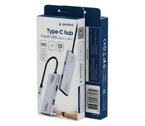 USB-C hub 4 porty / USB hub / USB 3.2 Gen 2 / 10 Gbit/s / hliníkové tělo