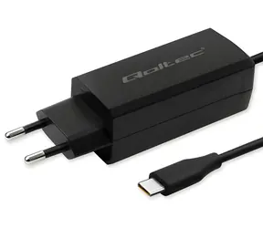 GaN nabíječka 65W USB-C černá / Napájecí adaptér / 65 W / USB-C / 5–20 V / kabel 1,8 m