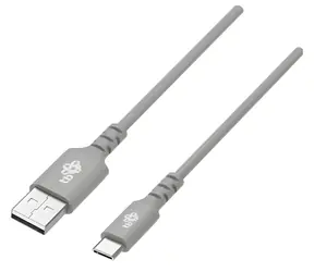 USB-C - USB-A kabel silikonový 1 m šedá / Datový kabel / Quick Charge
