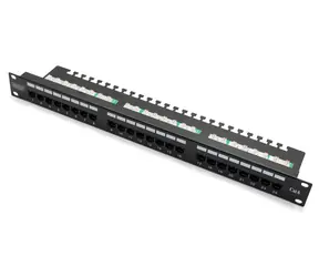 Patch panel 24x RJ-45 LSA černý / Patch panel / Cat.6 UTP / 1U / 19" / kabelová lišta