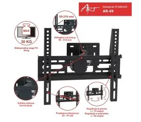 AR-49 / Nástěnný držák TV LCD/LED / 22-47" / VESA / nastavitelný / max. 30 kg