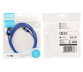 Kabel USB - USB-C 1,5 m modrý opletený / Datový kabel