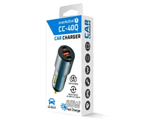 CC-40Q Autonabíječka černá / Autonabíječka / 60W / QC3.0 / PD / USB-C + USB