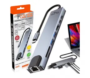 MT5046 šedá / Dokovací stanice / 8v1 / HDMI 4K / VGA / LAN / USB-C PD 100W
