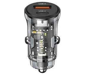 USAMS US-CC164 C32 černá / Autonabíječka / 1x USB-A / 1x USB-C / 30W