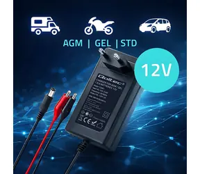 Nabíječka olověných AGM/GEL akumulátorů 12V / 2A / 24W / konektor 5,5x2,1 mm / kabel 1,8 m