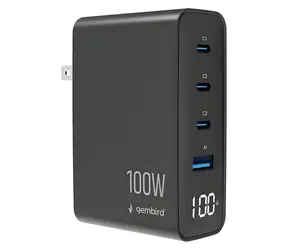 GaN nabíječka 100W LCD černá / Nabíječka / 3x USB-C / 1x USB-A / PD