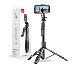 Crong SelfieGo Ultra / Selfie tyč s tripodem / Bluetooth / hliníková / 33–157,5 cm