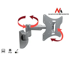 Maclean MC-503A stříbrná / Nástěnný držák pro monitor / 23-42" / VESA 75x75-200x200 / nosnost 30 kg
