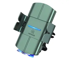 USAMS CD133 zelená / Držák do auta / Bezdrátové nabíjení 10W / Do mřížky větrání / Automatické uchycení