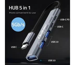 USB-C hub 5v1 / USB hub / USB-C PD / 2x USB 2.0 / USB 3.0