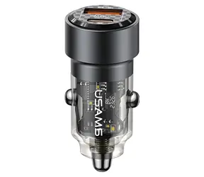 USAMS C39 černá / Autonabíječka / USB-C + USB-A / 60W / PD