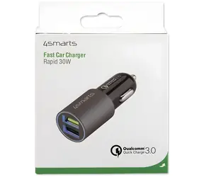 4smarts Rapid 30W matná šedá / Nabíječka do auta / Quick Charge 3.0 / 2x USB-A / 30W