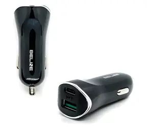 Beline autonabíječka černá / Nabíječka do auta / 1x USB-A / 1x USB-C / 30W / 5A