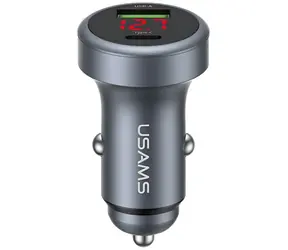 USAMS CC327 tarnish / Autonabíječka / 45W / USB-A + USB-C / hliníkové tělo
