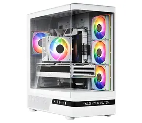MODECOM Volcano AQ200 ARGB bílá / Skříň / ATX / 1x USB-C 3.2 / LED displej / tvrzené sklo / bez zdroje