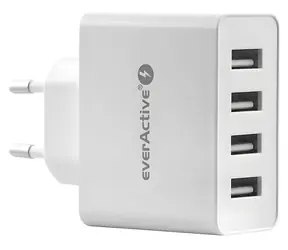 Síťová nabíječka 4x USB 5A bílá / Nabíječka / Smart IC / 4x USB-A / 5A