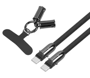USB-C kabel 2v1 s poutkem 1.2 m černá / Datový kabel / USB-C (M) - USB-C (M)