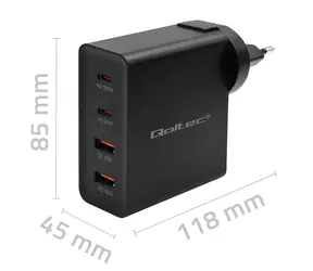GaN Power Pro nabíječka 130W černá / Nabíječka / 2x USB-C / 2x USB-A / PD