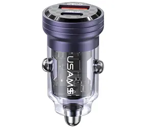 USAMS US-CC175 fialová / Autonabíječka / USB-C + USB / 45 W / PD, QC