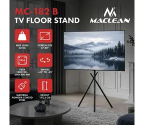 MC-182 B černá podlahový stojan pro TV / Podlahový stojan pro TV / 37-80" / VESA 600x400 mm / nosnost 60 kg