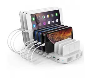 Nabíjecí stanice 10x USB 160 W Y-2190 / Nabíjecí stanice / QC3.0 / 9x USB-A + USB-C / bílá