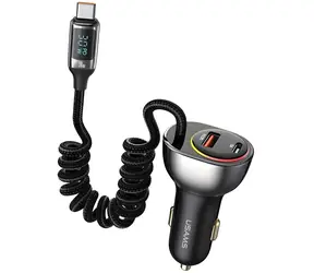 USAMS CC192 + USB-C kabel černá / Autonabíječka / 60W / 1x USB / 1x Type-C / PD 30W