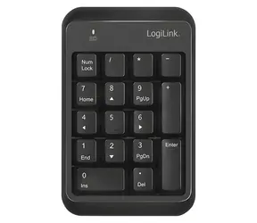 LogiLink numerická klávesnice Bluetooth 5.1 černá / Numerická bezdrátová klávesnice / 17 kláves / dosah 10 m