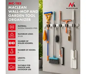 MC-185 nástěnný organizér na nářadí / Organizér na nářadí / ocel / šedá / nosnost 20 kg / 816 mm