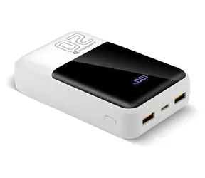 Powerbanka 20 000 mAh bílá / Powerbanka / LCD displej / 2x USB-A / 1x USB-C / QC4.0 22,5W