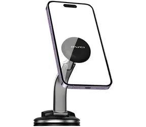 AWEI X45 černá / Magnetický držák telefonu do auta / palubní deska / čelní sklo / hliník