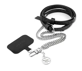 Guess Crossbody Popruh PU 4G Chain with Charm stříbrná / Popruh na tašku / Crossbody / PU kůže / univerzální