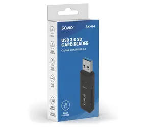 Čtečka paměťových karet AK-64 černá / Čtečka karet / USB 3.0 / 5 Gbps / SD, microSD, SDHC, SDXC