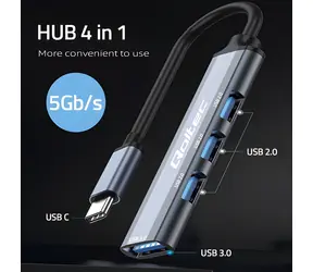USB-C hub adaptér 4v1 / USB hub / USB 3.1 / 1x USB 3.0 / 3x USB 2.0