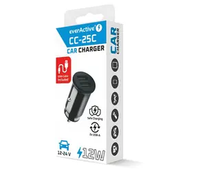 CC-25C / Nabíječka do auta / 2x USB / 12W / USB-C kabel