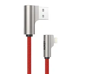 OEM kabel Lightning - USB-A 90° červená / Datový kabel / 2 m / MFi certifikace / nylonový opletení