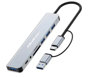 USB-C HUB 8v1 / Hub / 4x USB / čtečka SD/TF karet / 3,5 mm jack
