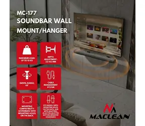 Maclean MC-177 černá / Držák pro soundbar / nosnost 10 kg / náklon ±8°
