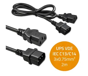 Napájecí kabel IEC C13-C14 2m / Napájecí kabel / 3x0,75 mm2 / čistá měď