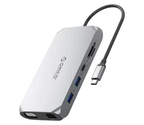 Orico USB-C dokovací stanice 12v1 (ORICO-XCR-X22-GY-BP) / Dokovací stanice / 4x USB-A / USB-C PD 100W / HDMI 4K 30Hz